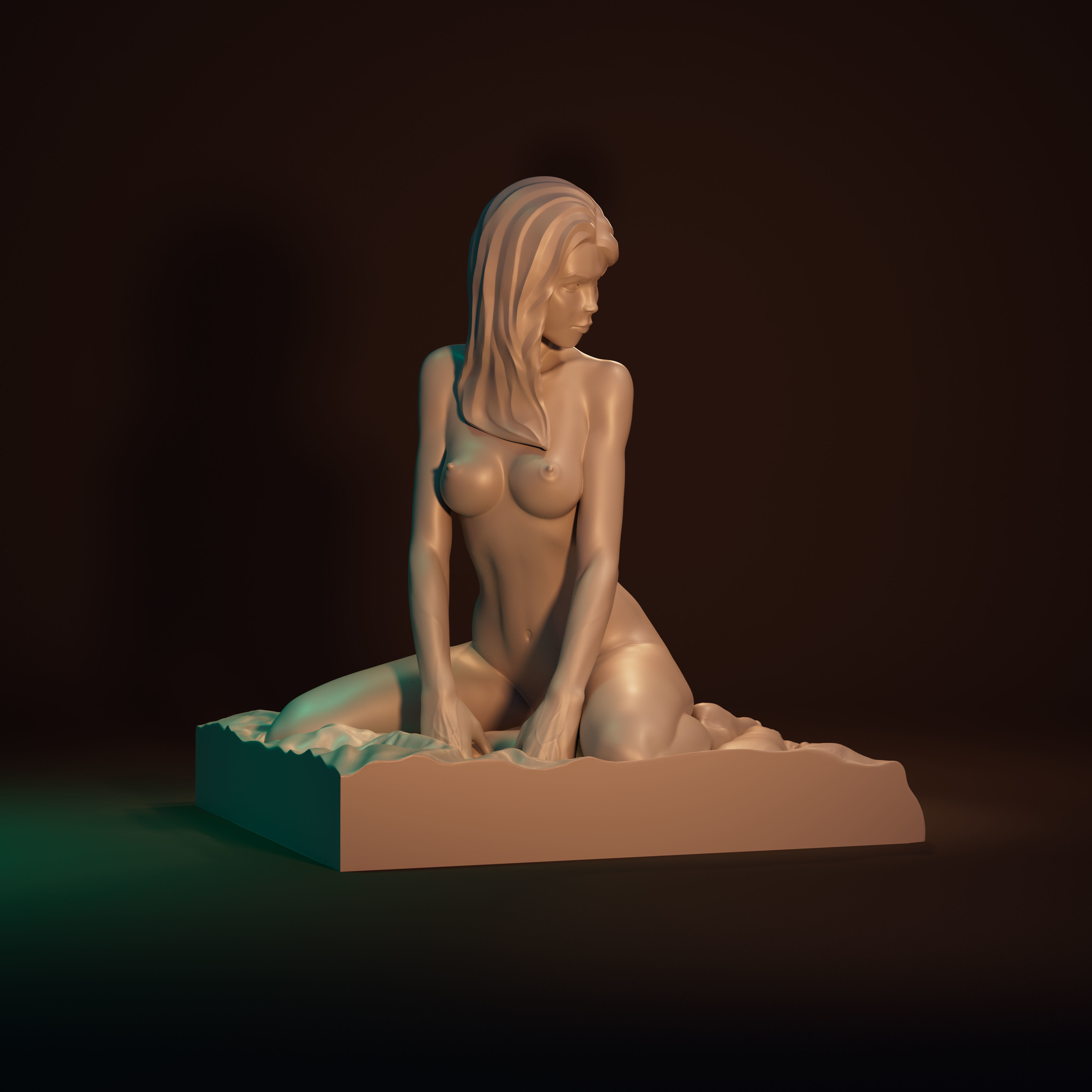 Lady in languid expectation printable figurine 3D print model_2