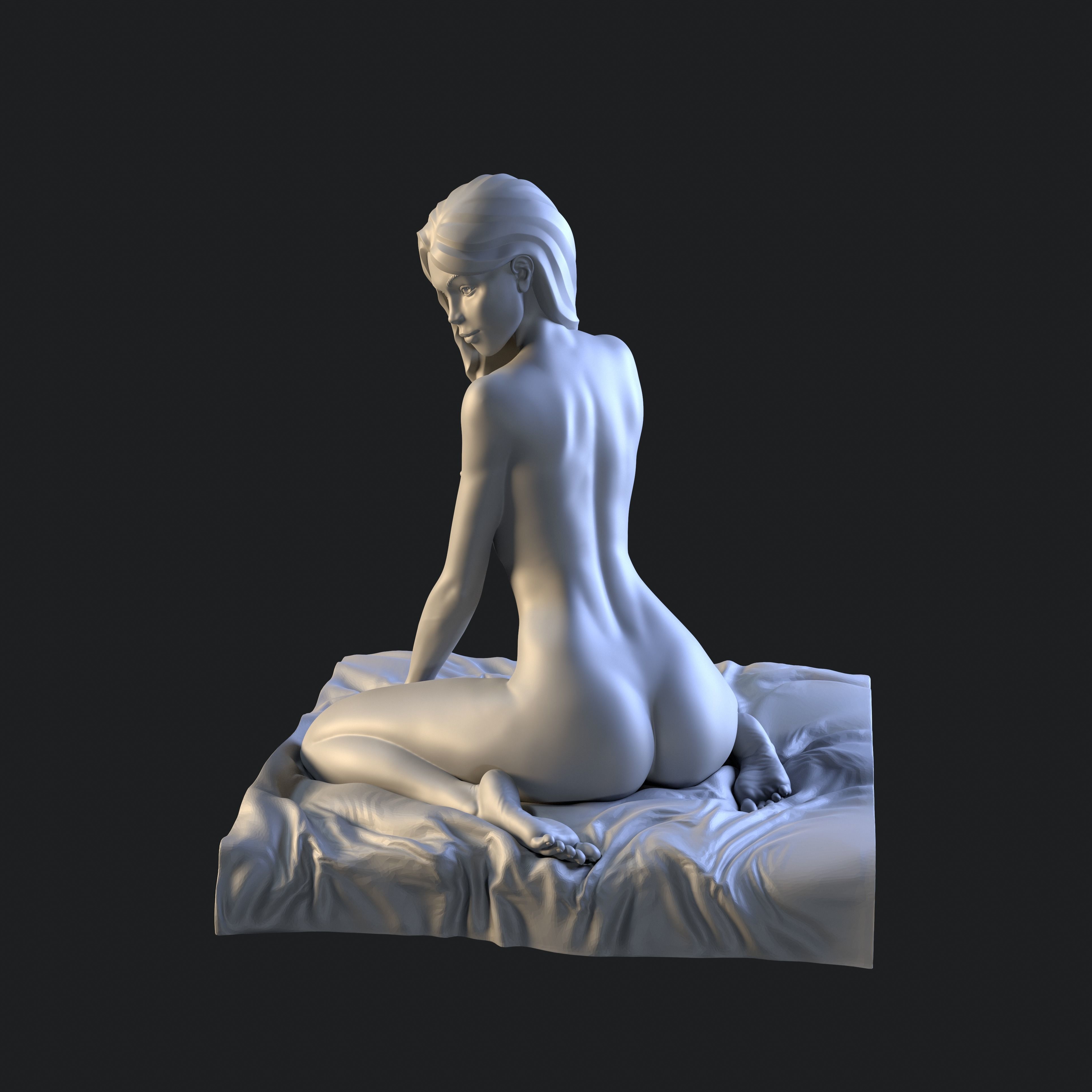 Lady in languid expectation printable figurine 3D print model_6