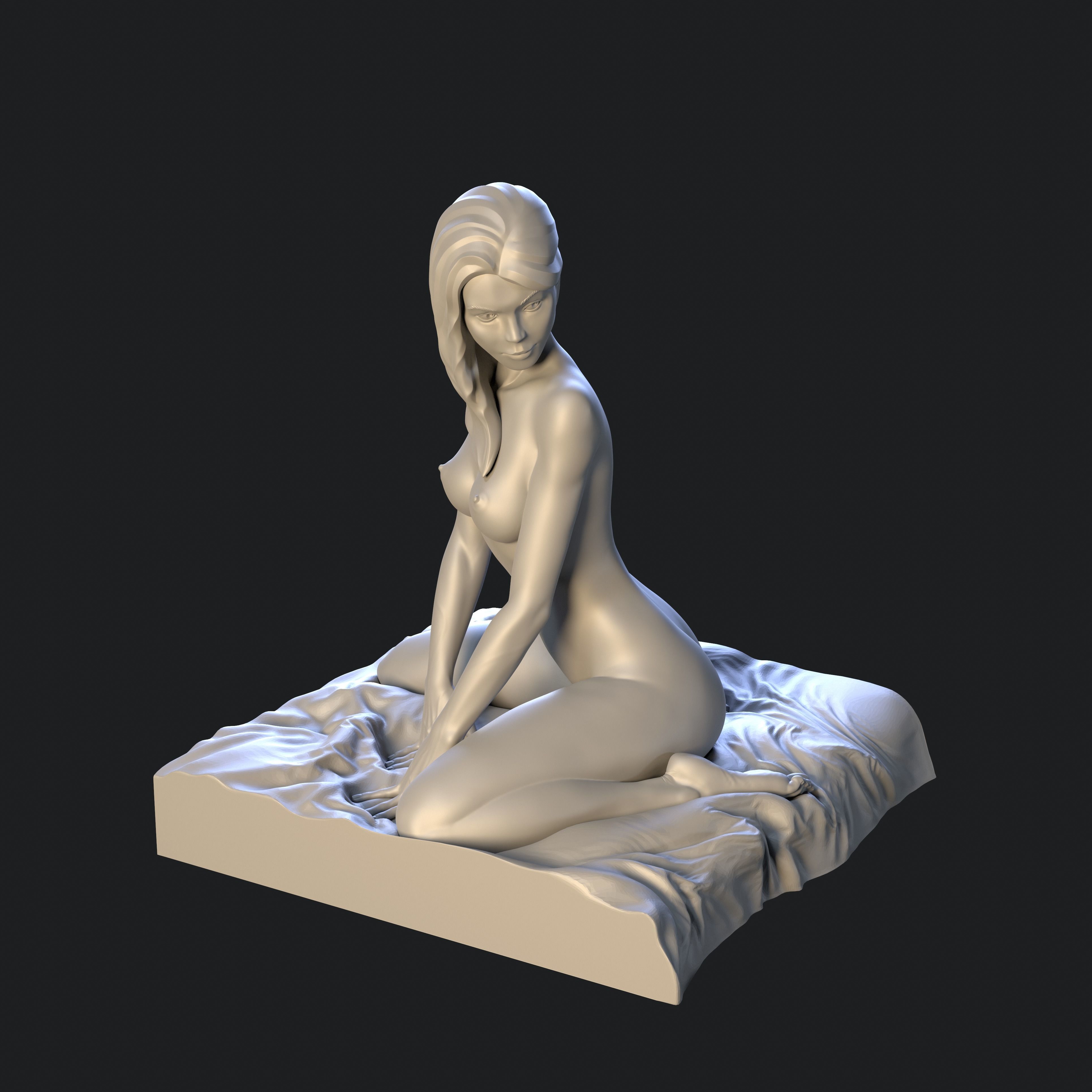 Lady in languid expectation printable figurine 3D print model_16