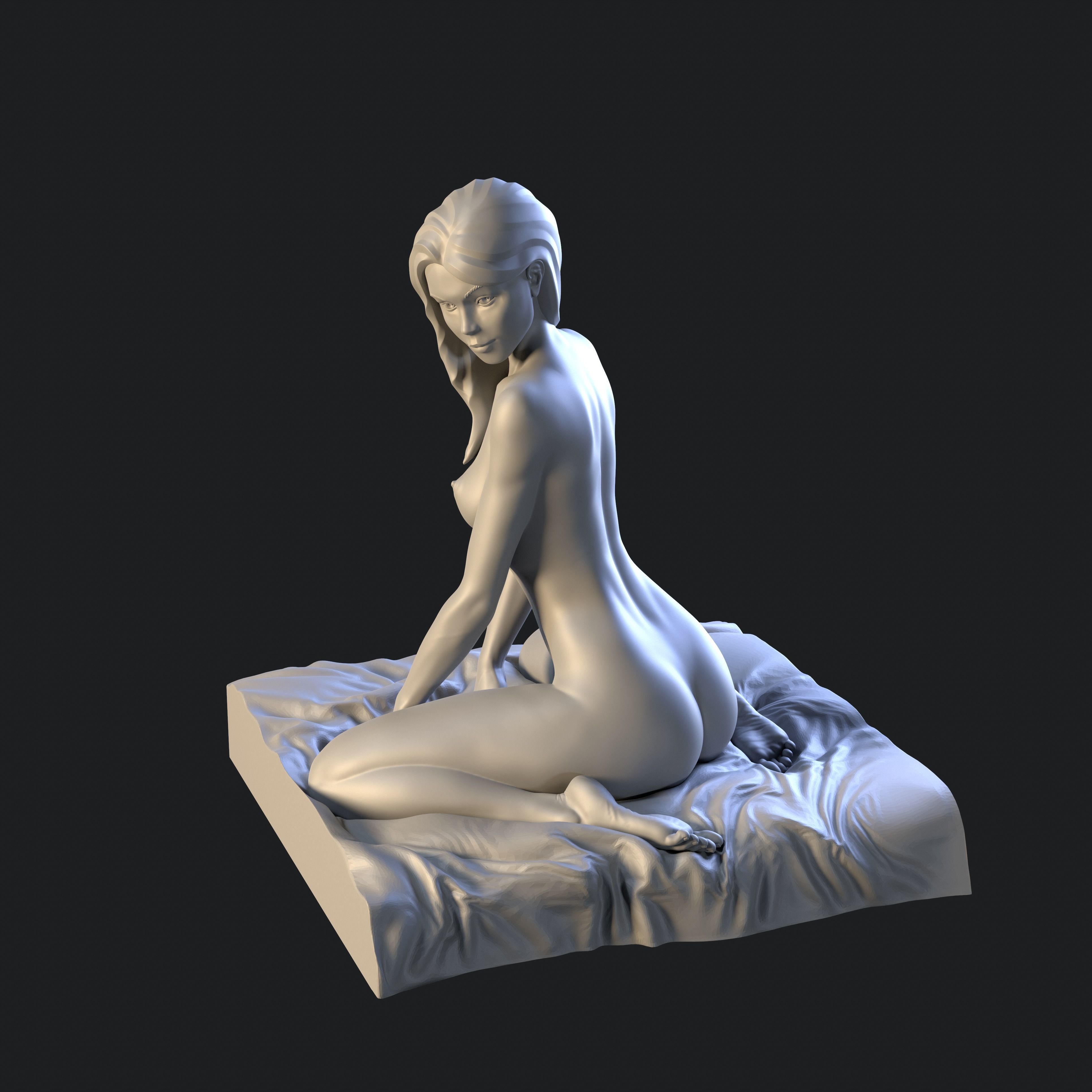 Lady in languid expectation printable figurine 3D print model_17