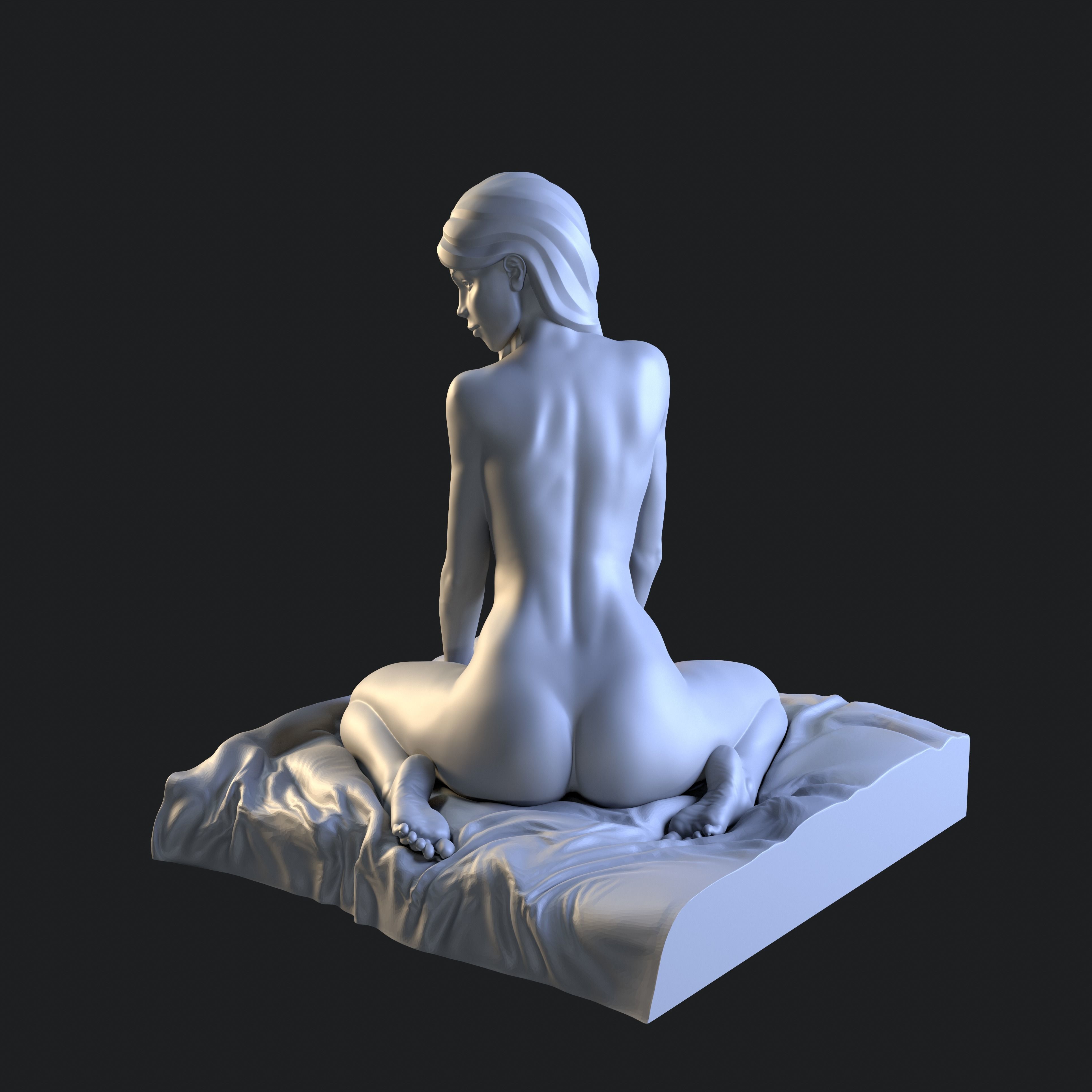 Lady in languid expectation printable figurine 3D print model_7