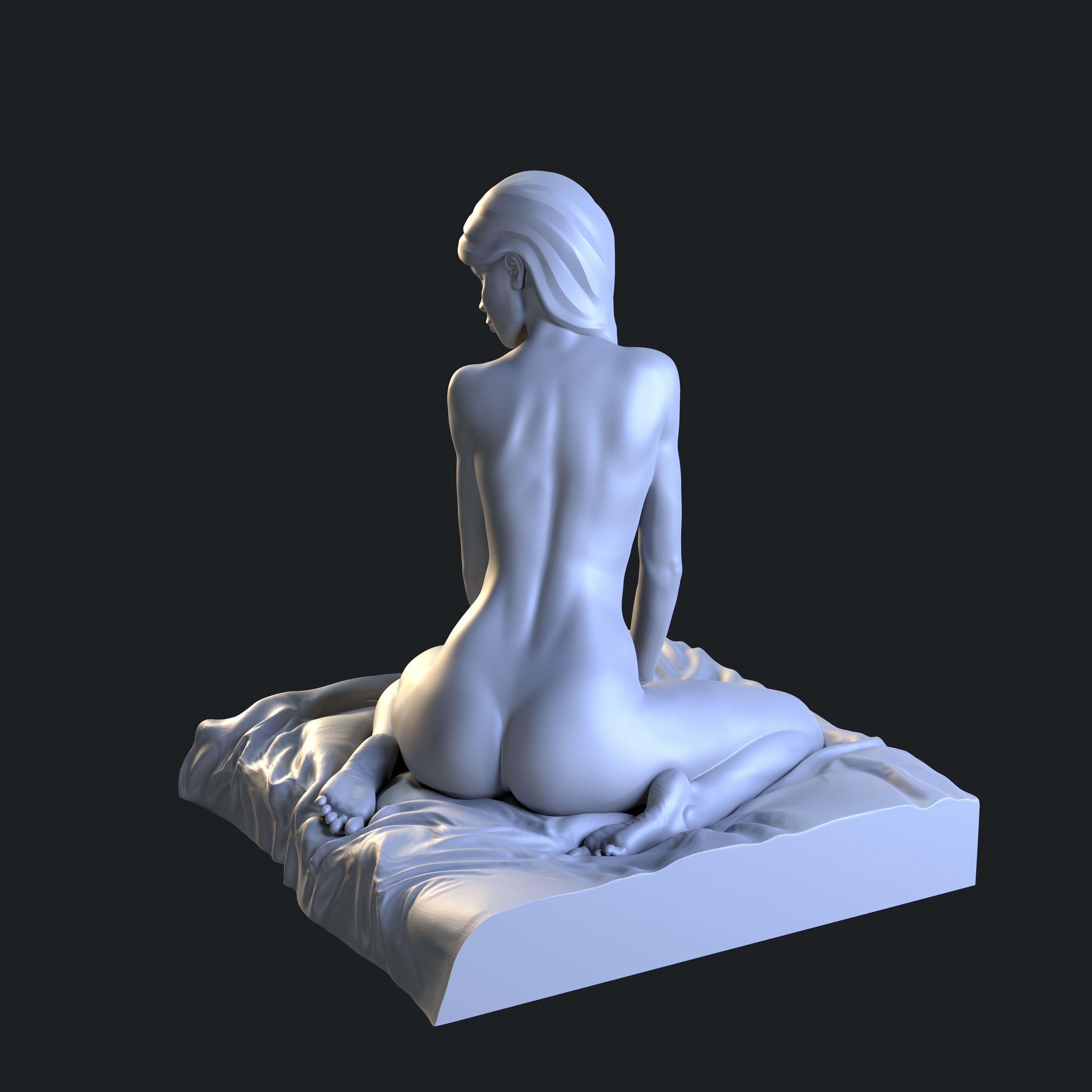 Lady in languid expectation printable figurine 3D print model_8