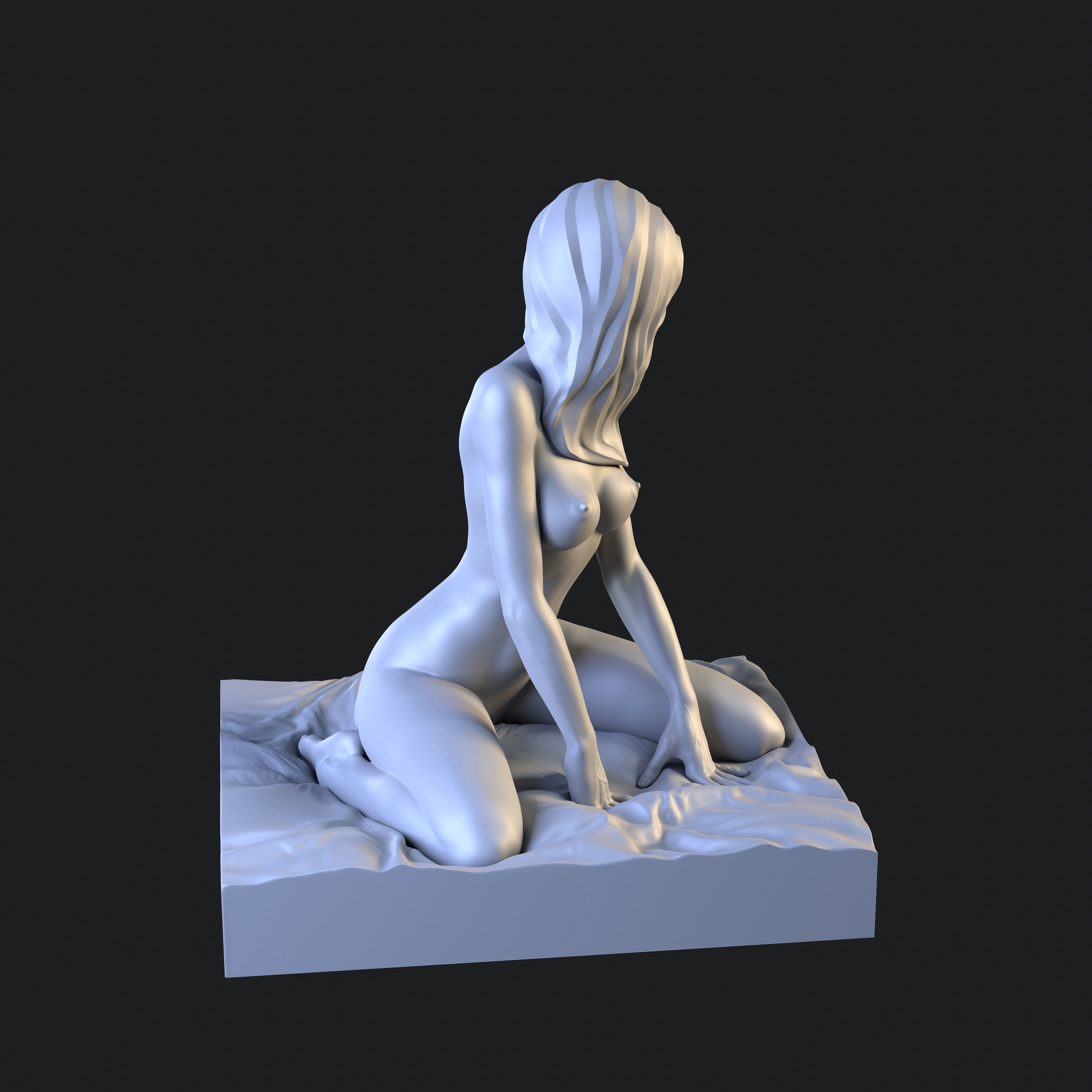 Lady in languid expectation printable figurine 3D print model_12