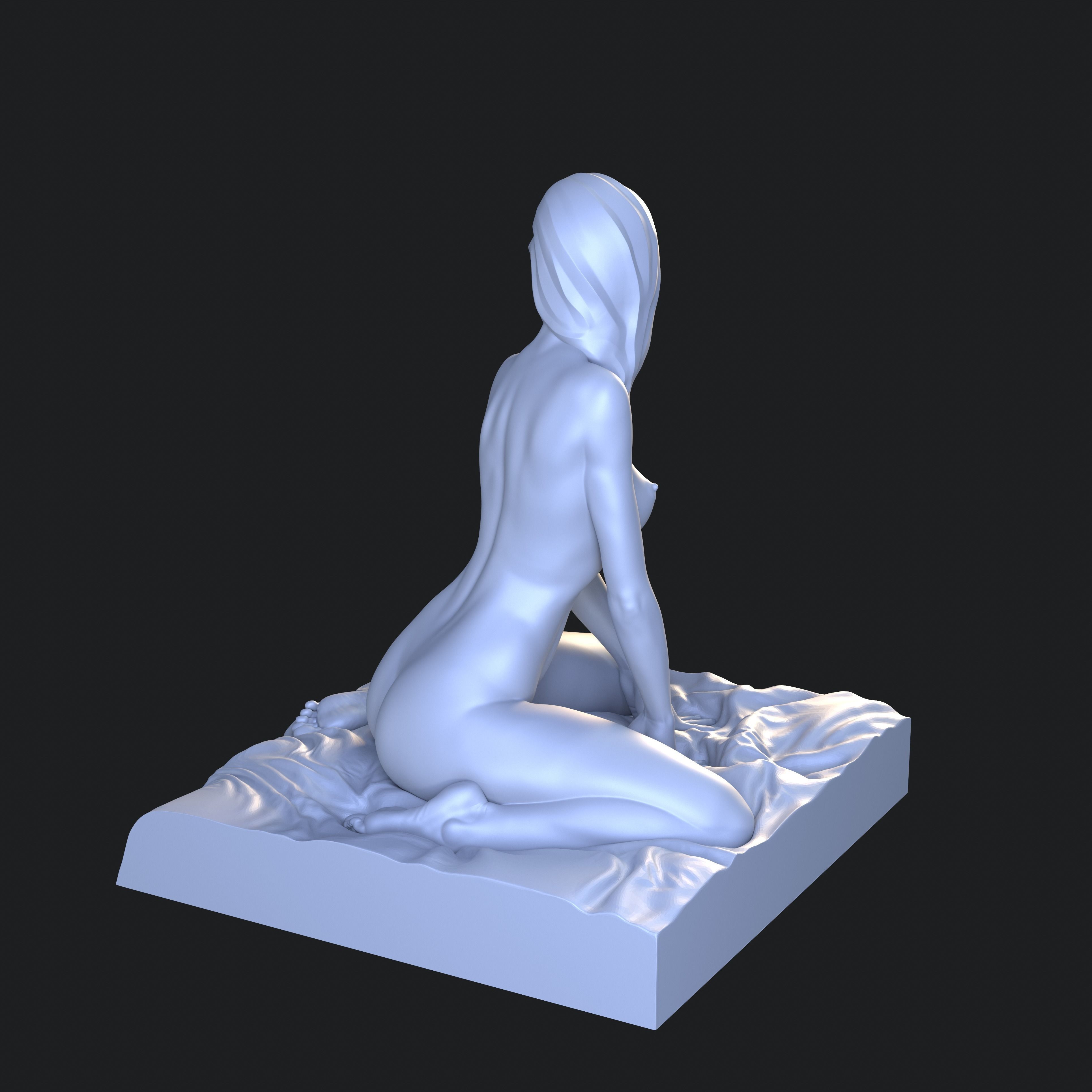 Lady in languid expectation printable figurine 3D print model_10