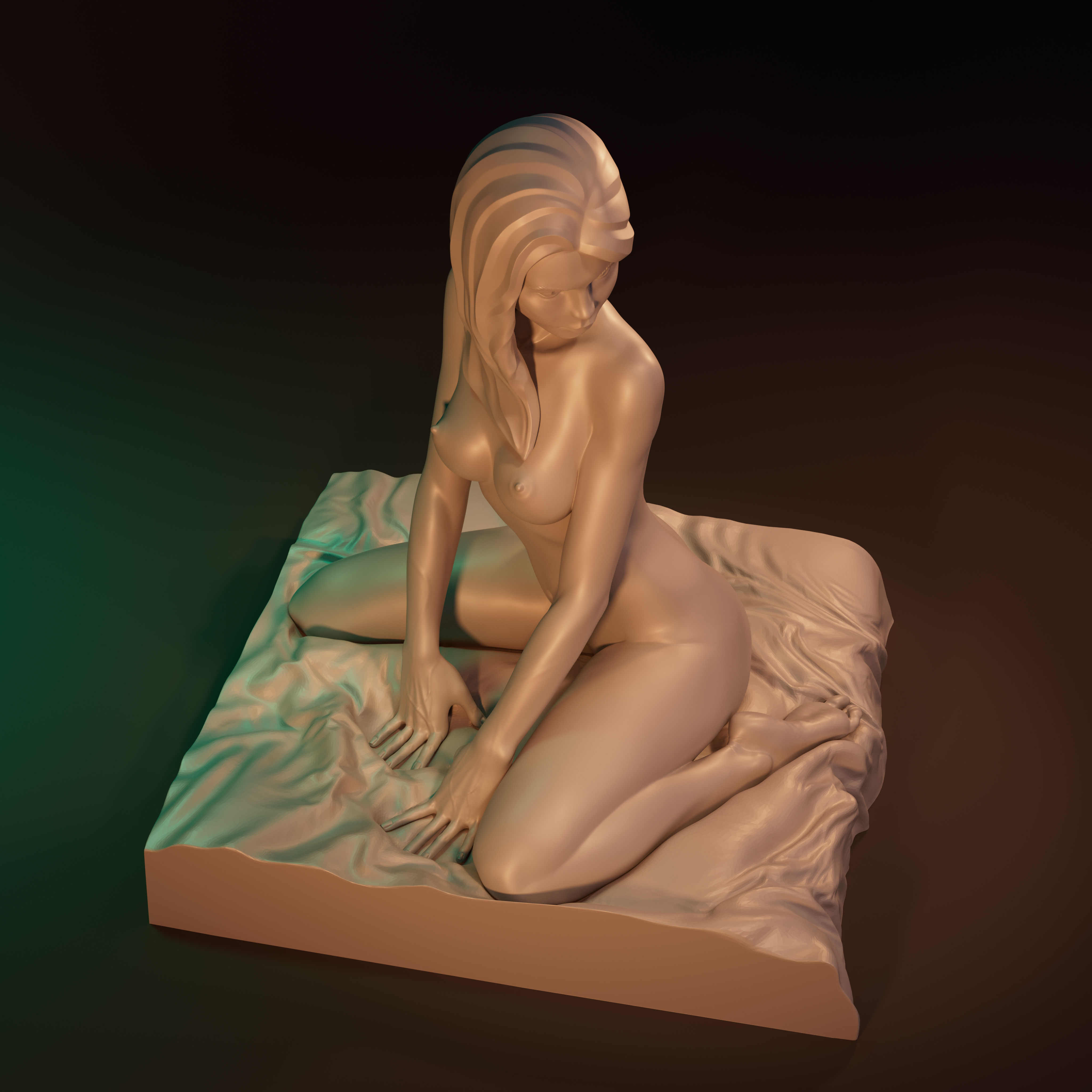 Lady in languid expectation printable figurine 3D print model_3