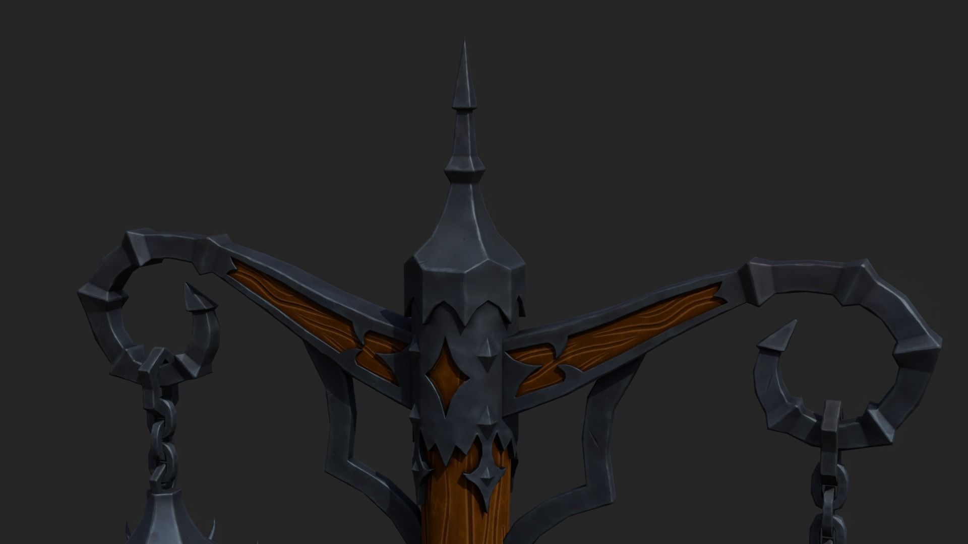 Stylized Lamp post with 5 lights Low-poly 3D model_4