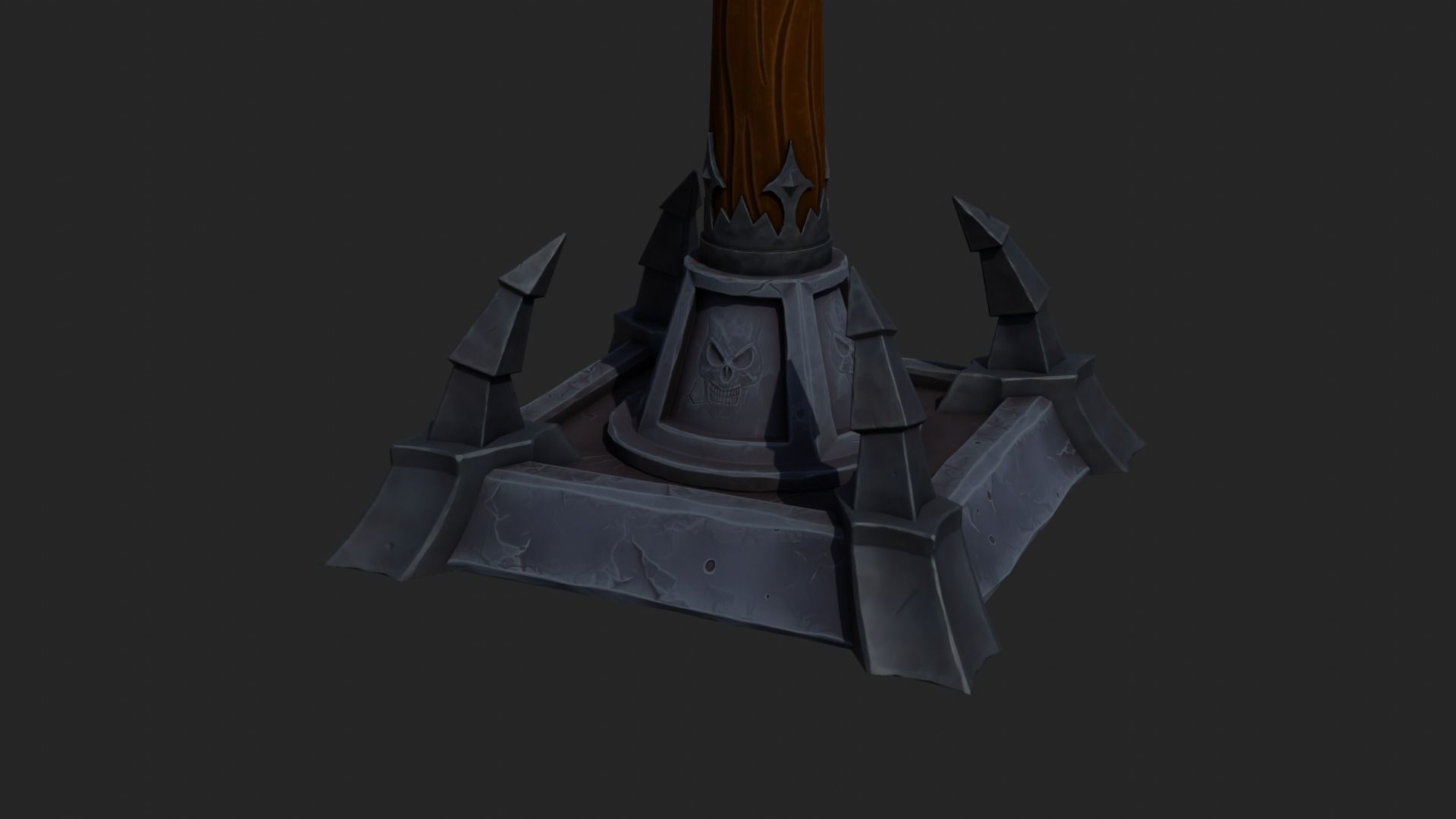 Stylized Lamp post with 5 lights Low-poly 3D model_2