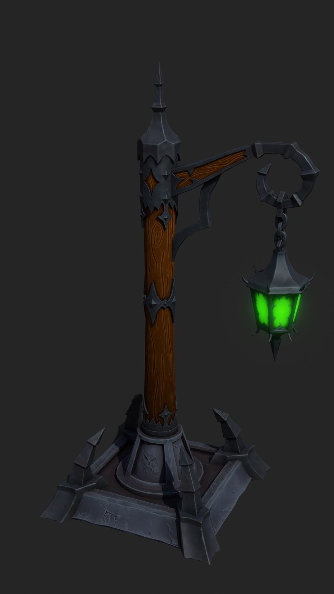 Stylized Lamp post with 5 lights Low-poly 3D model_6