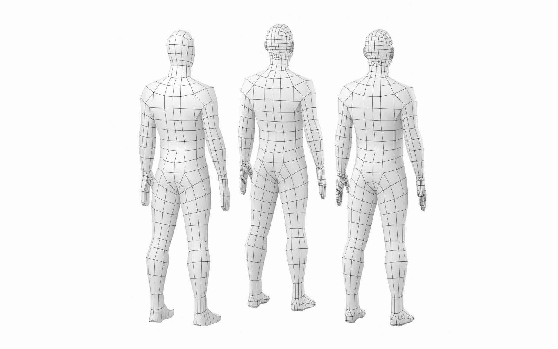 Natural Male in Rest Pose Base Mesh 3D model_10