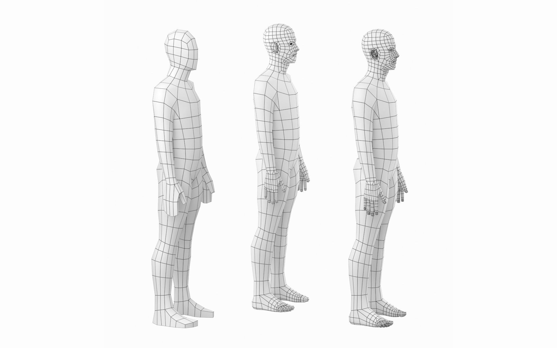 Natural Male in Rest Pose Base Mesh 3D model_8