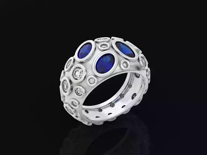  Vintage ring with different shaped precious stones 2734