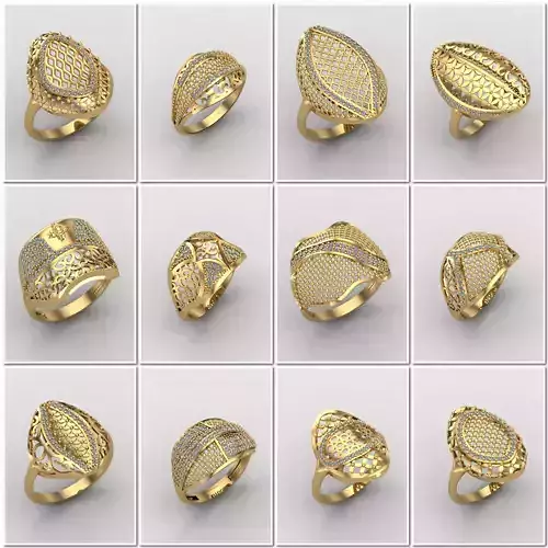 40 Model Files - Women Ring Womens Rings With Stone STL 3DM