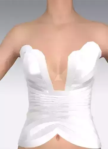 Corset heart neckline silt  satin detail fabric look 