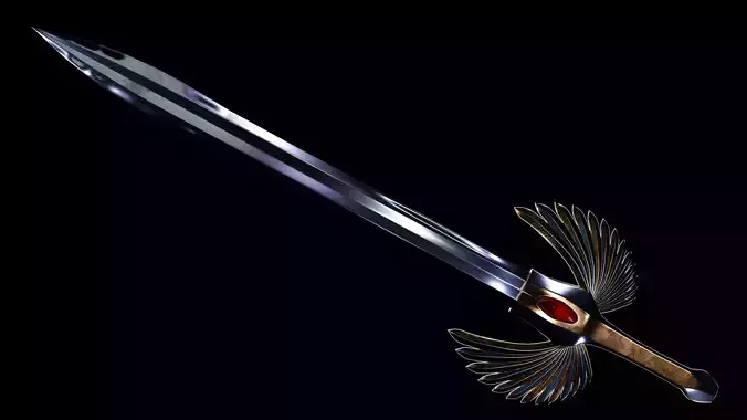 Elven fantasy sword gold and silver gameready