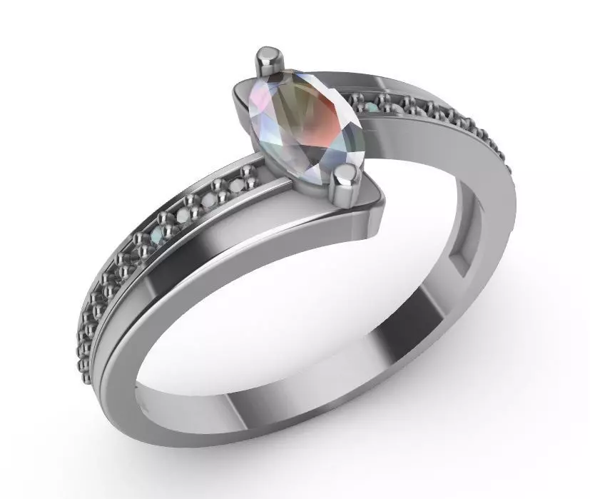 ring with oval stone 6mm Free 3D print model