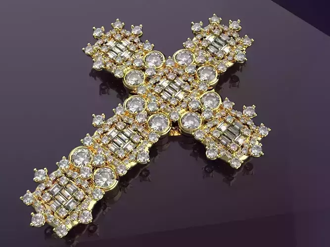 Cross with diamonds 3D print model