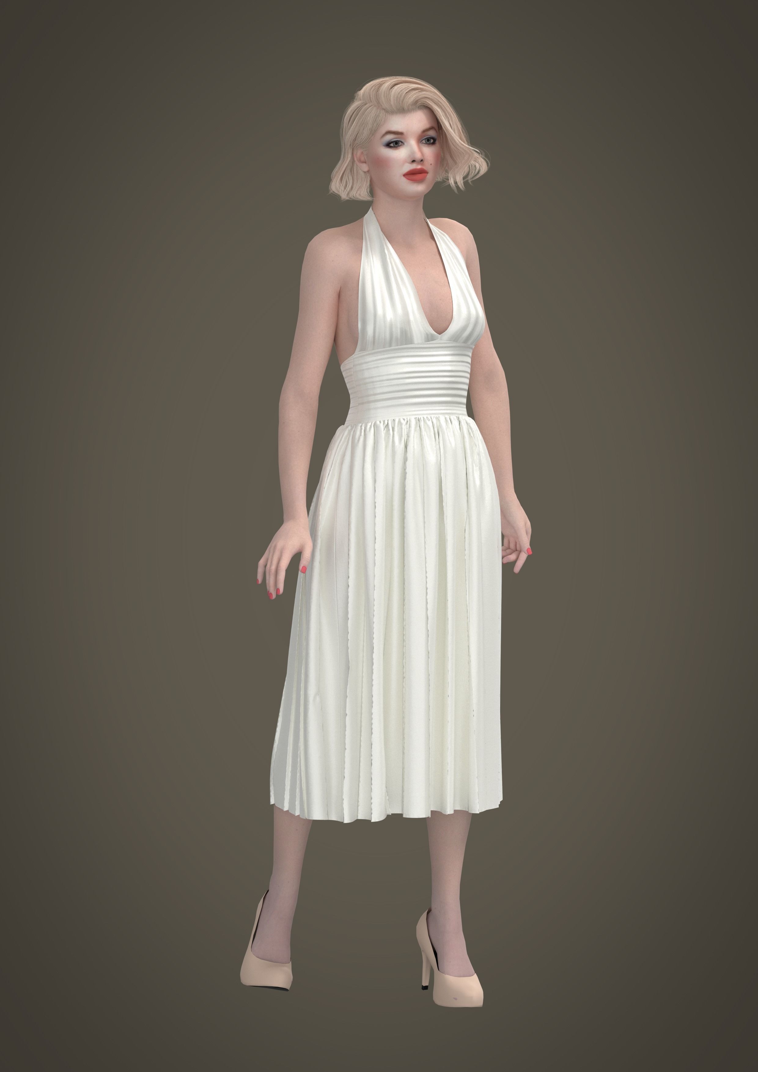 Marilyn Monroe inspired Dress 3D model_2