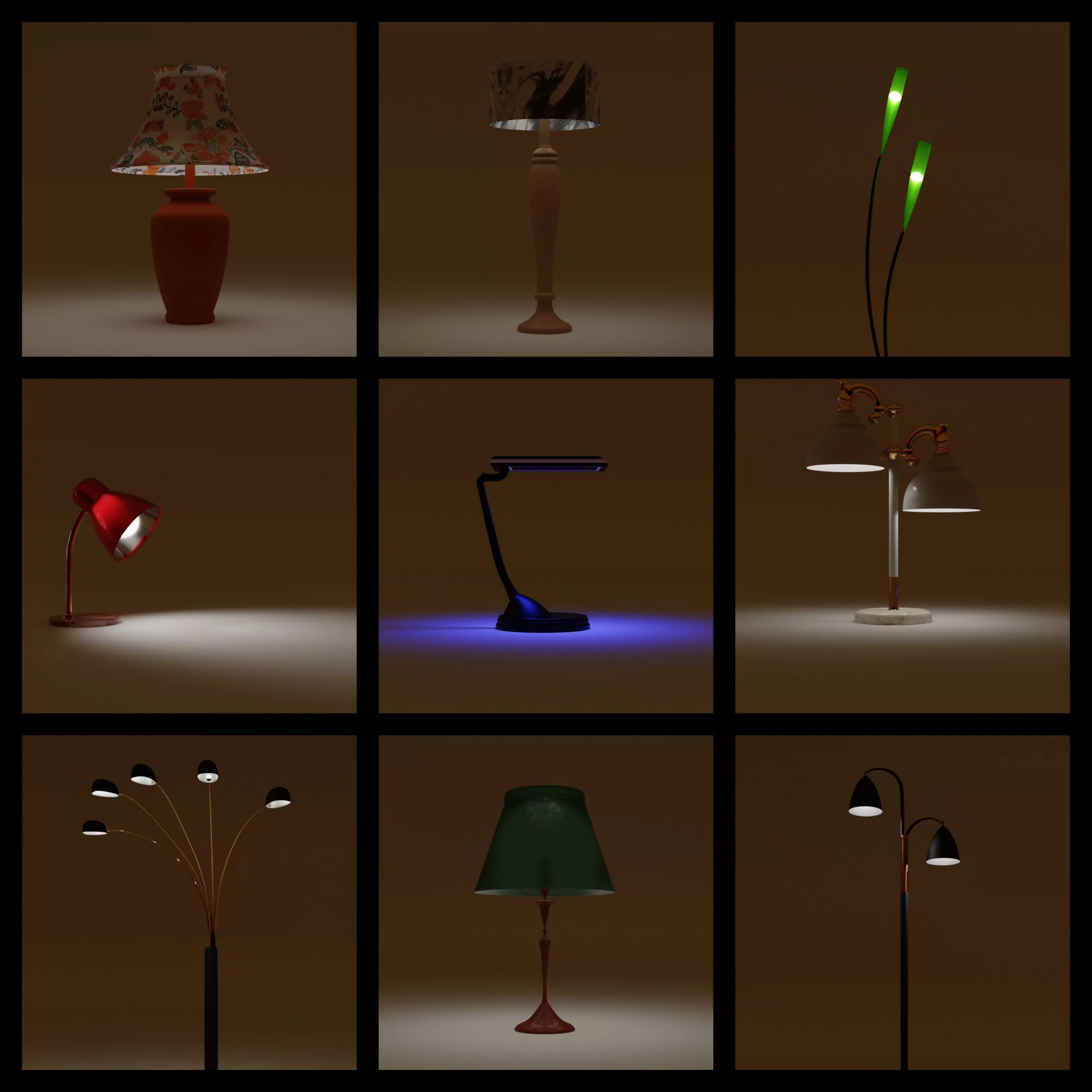 Interior Lamps - high poly Free 3D model_0