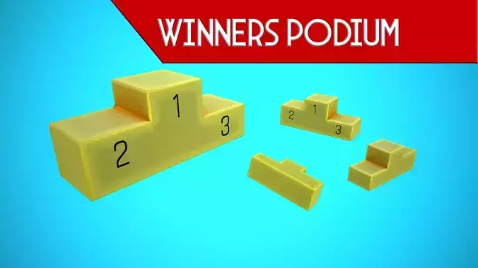 WINNERS PODIUM CARTOON STYLIZED Low-poly 3D model