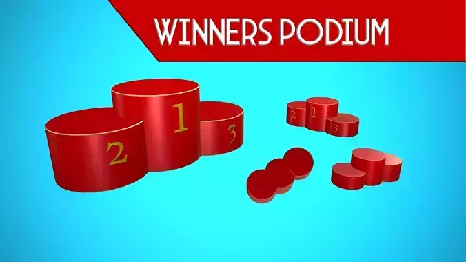  WINNERS PODIUM CARTOON STYLIZED Low-poly 3D model