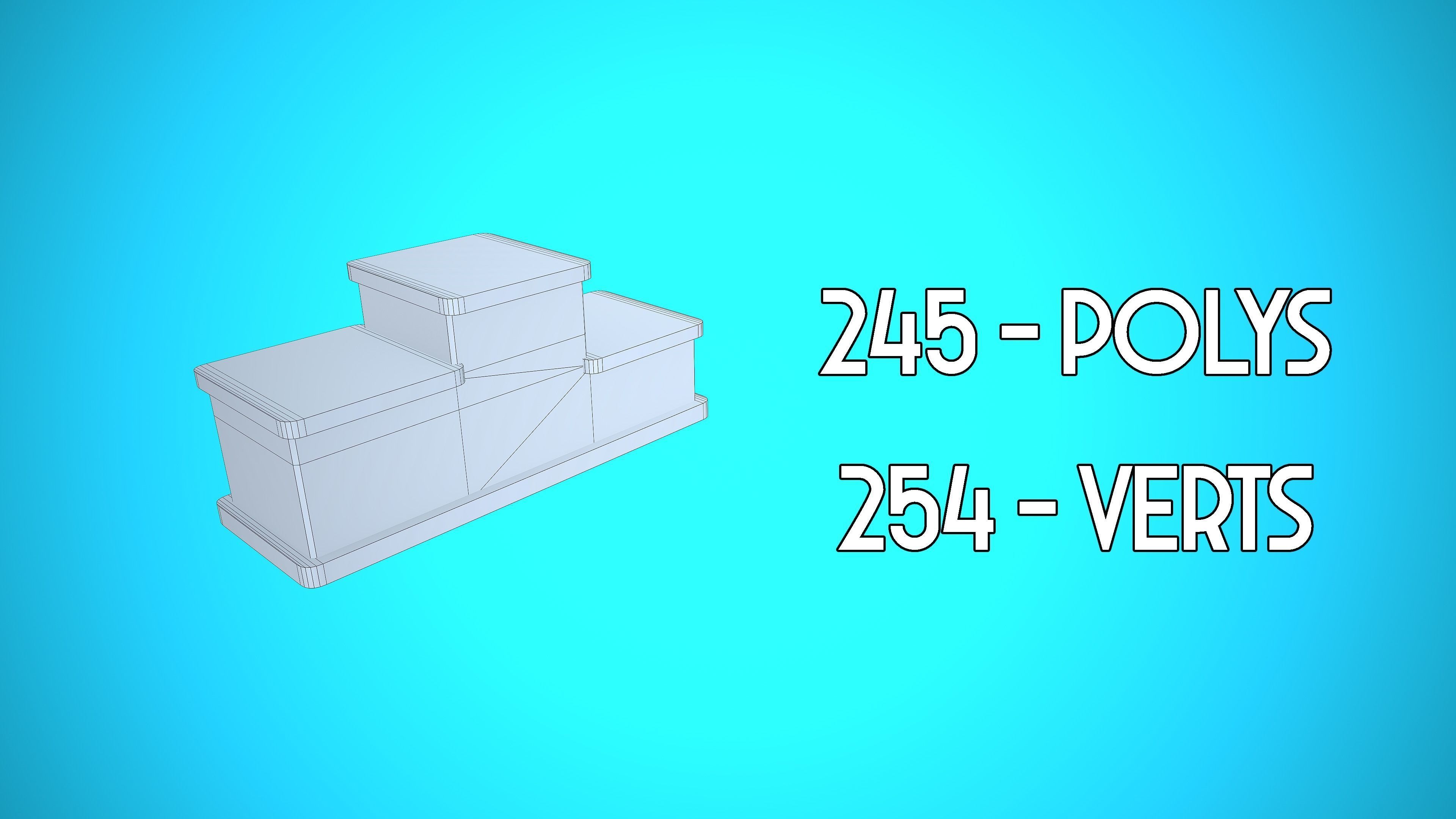 WINNERS PODIUM CARTOON STYLIZED Low-poly 3D model_4