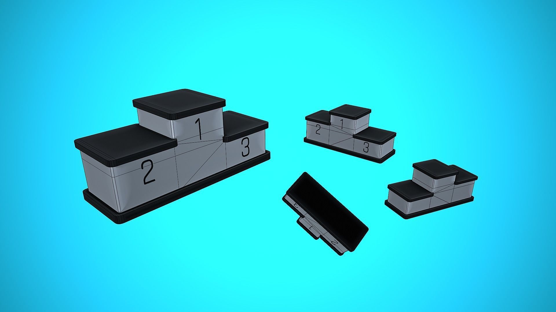 WINNERS PODIUM CARTOON STYLIZED Low-poly 3D model_2