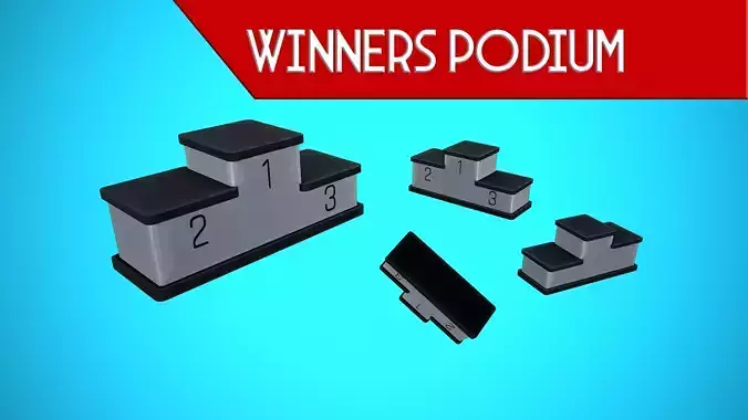 WINNERS PODIUM CARTOON STYLIZED Low-poly 3D model