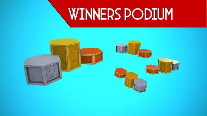 WINNERS PODIUM CARTOON STYLIZED Low-poly 3D model