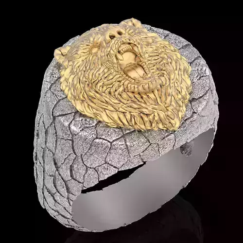 Rock bear ring silver  gold jewelry 3D printable model