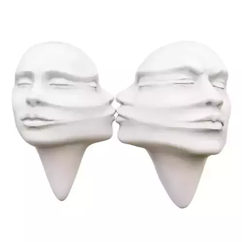 Bas-relief of a female male face-Kiss 3D model