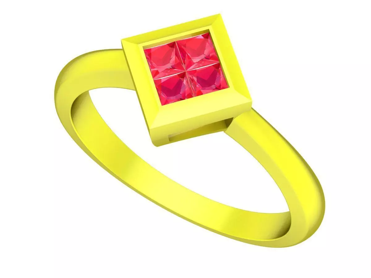 Minimal Square Gemstone Ring for Women 5090 3D print model