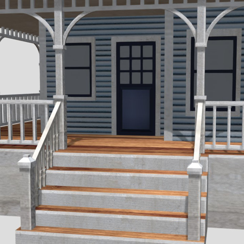 American Style Cottage - Town House Model Low-poly 3D model_4