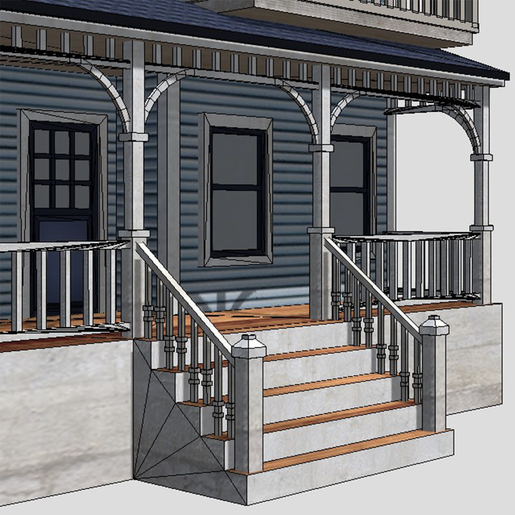 American Style Cottage - Town House Model Low-poly 3D model_7