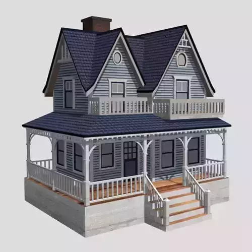 American Style Cottage - Town House Model Low-poly 3D model American Style Cottage - Town House Model Low-poly 3D model