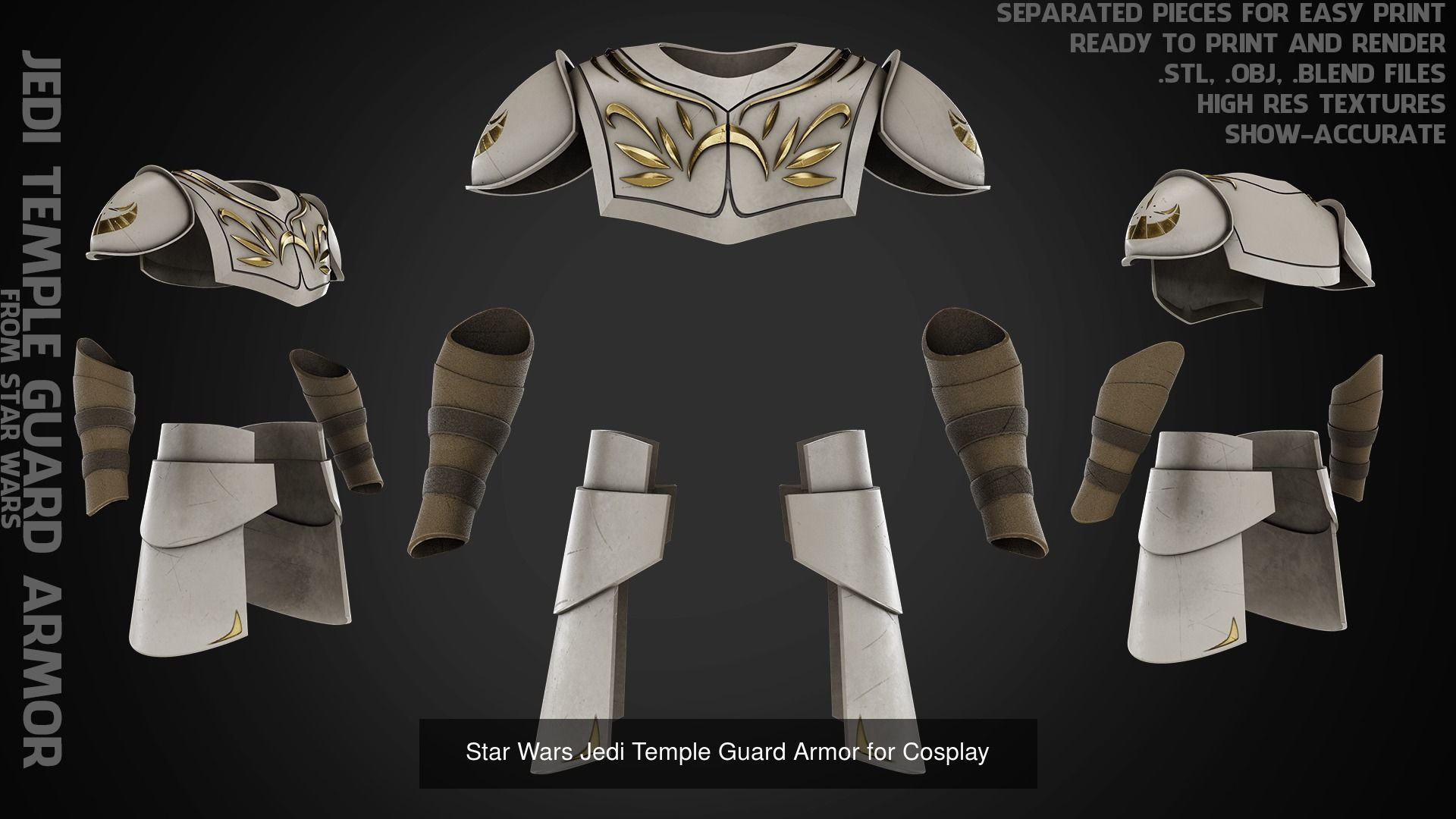 Jedi Temple Guard Full Armor and Lightsaber for Cosplay 3D Model Collection_4
