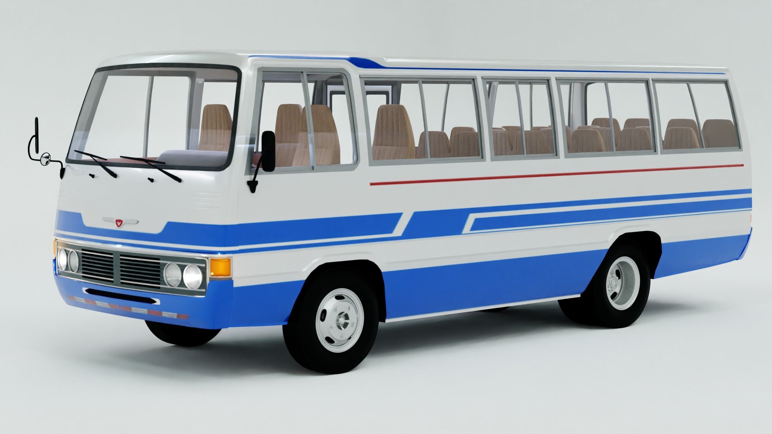 Toyota Coaster First generation 1969 - 1982 Low-poly 3D model_1
