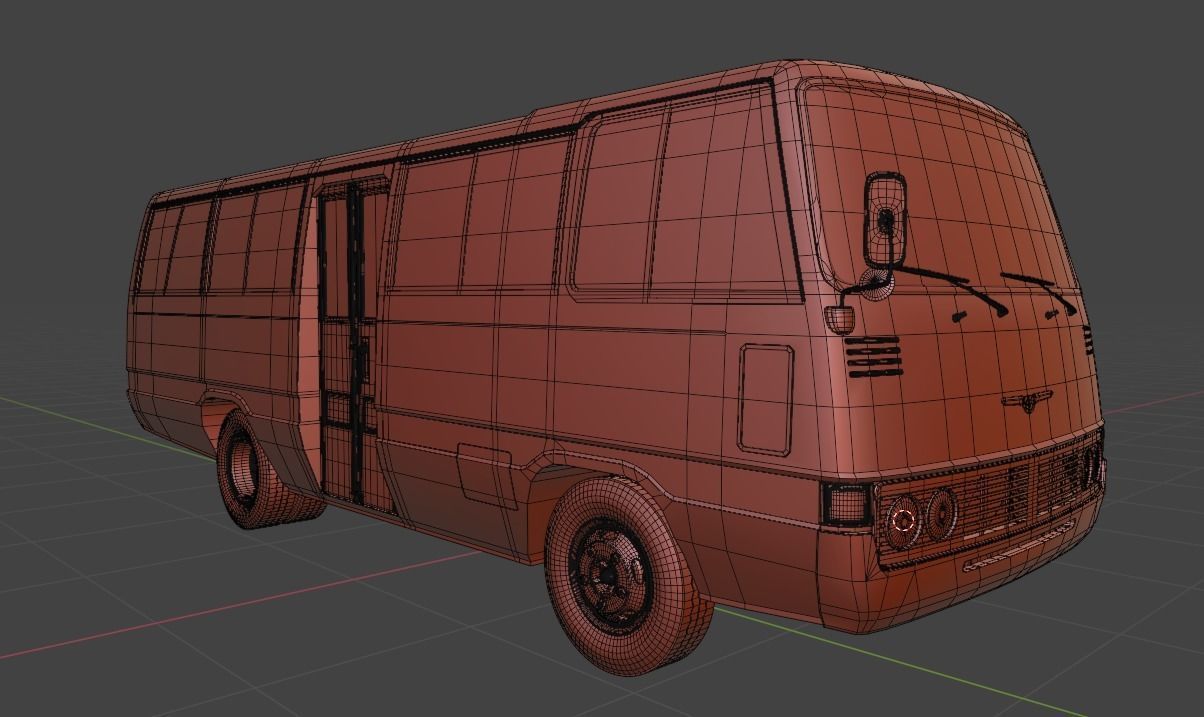 Toyota Coaster First generation 1969 - 1982 Low-poly 3D model_19