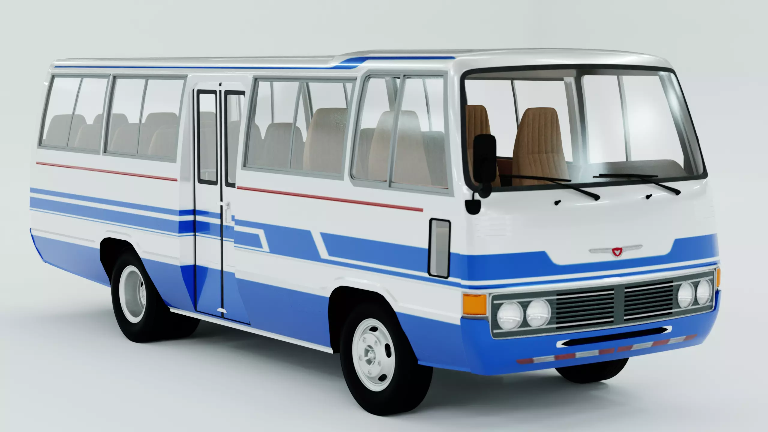 Toyota Coaster First generation 1969 - 1982 Low-poly 3D model_0