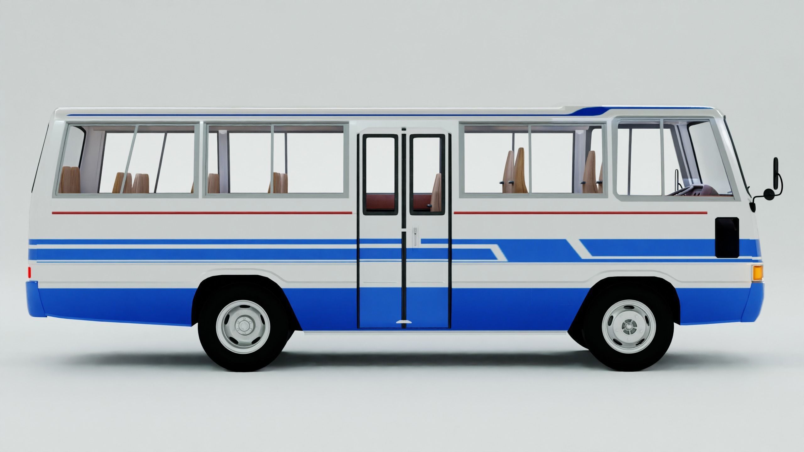 Toyota Coaster First generation 1969 - 1982 Low-poly 3D model_3