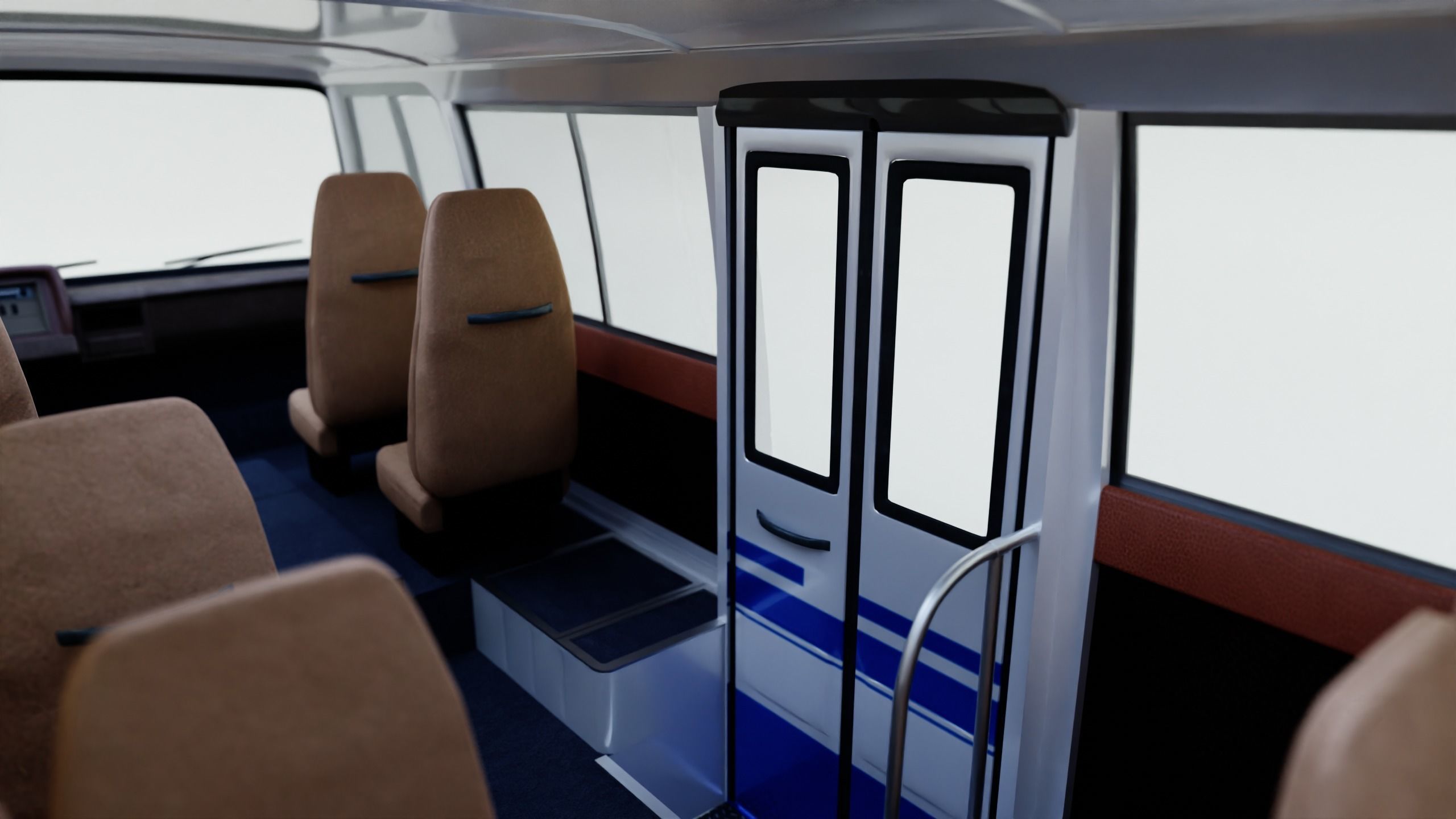 Toyota Coaster First generation 1969 - 1982 Low-poly 3D model_10