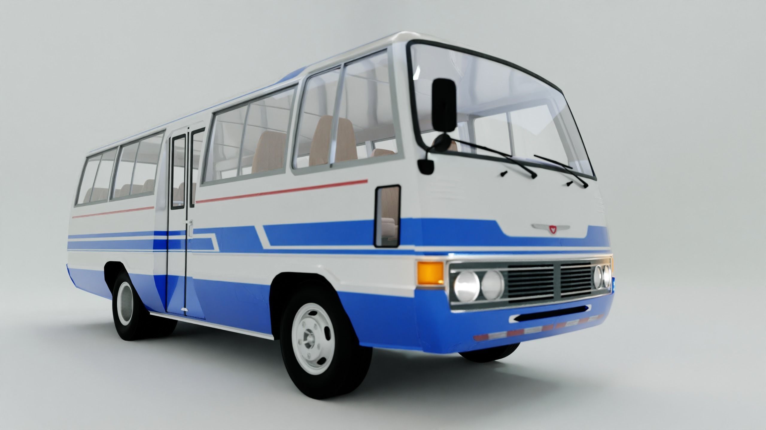 Toyota Coaster First generation 1969 - 1982 Low-poly 3D model_7