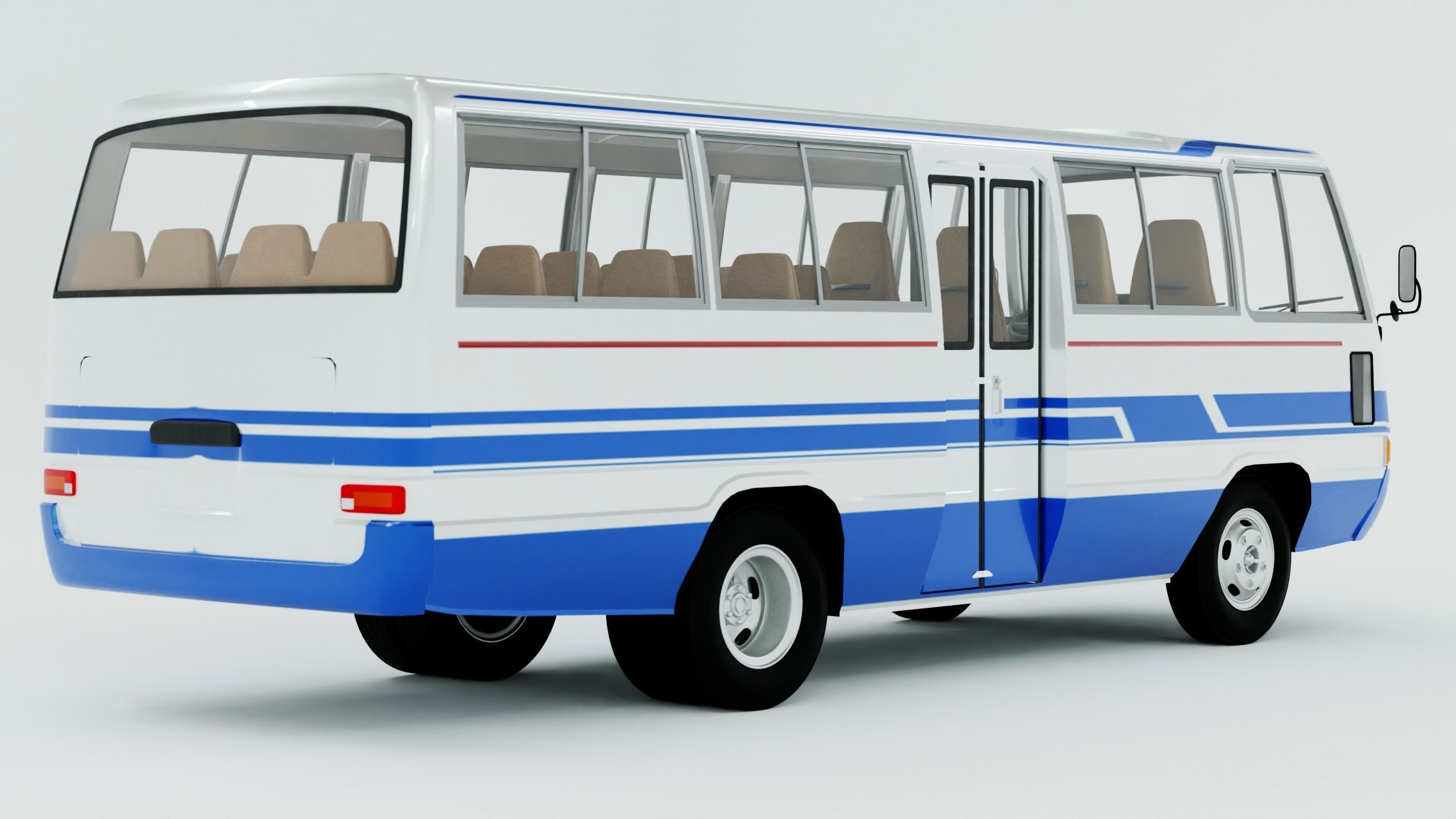 Toyota Coaster First generation 1969 - 1982 Low-poly 3D model_2