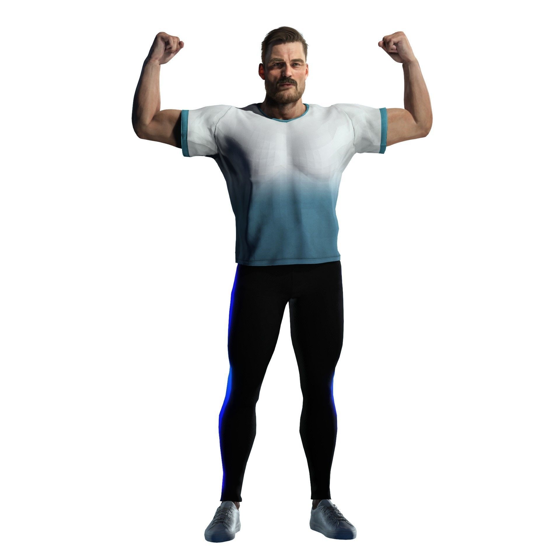 Gym Bro - Muscular man fitness crossfit Low-poly 3D model_2