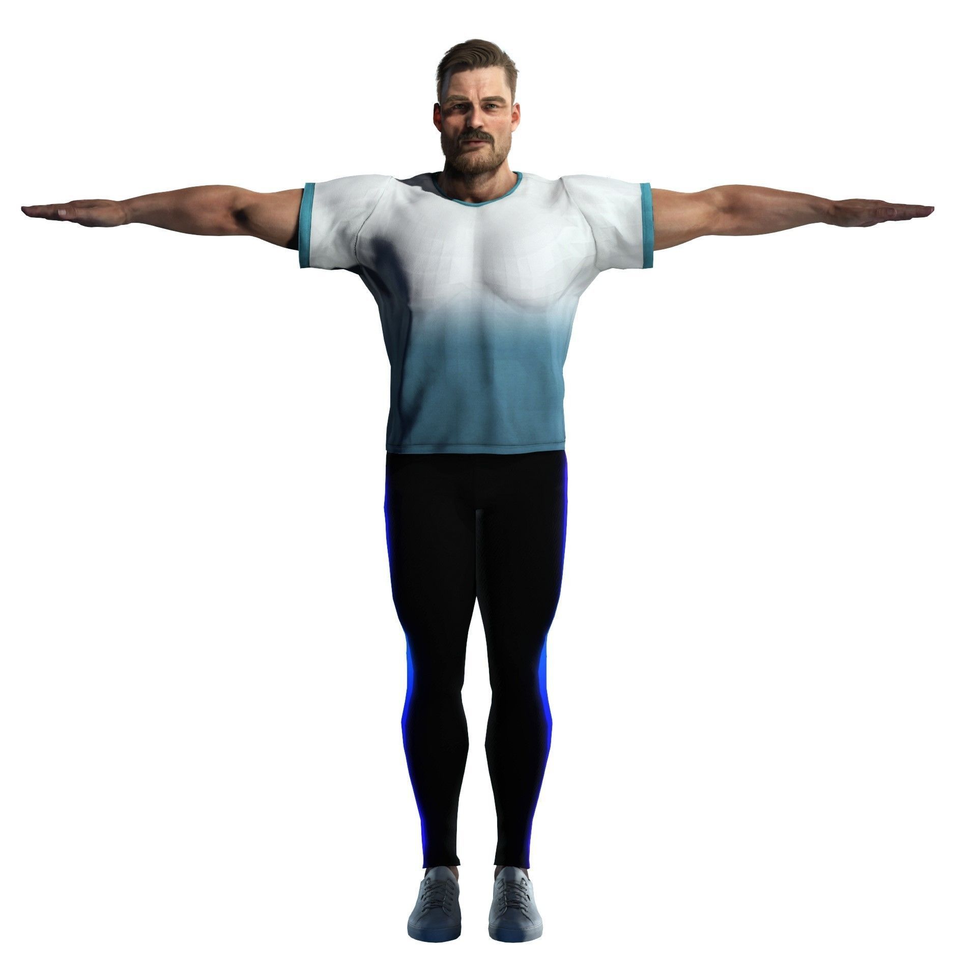 Gym Bro - Muscular man fitness crossfit Low-poly 3D model_4