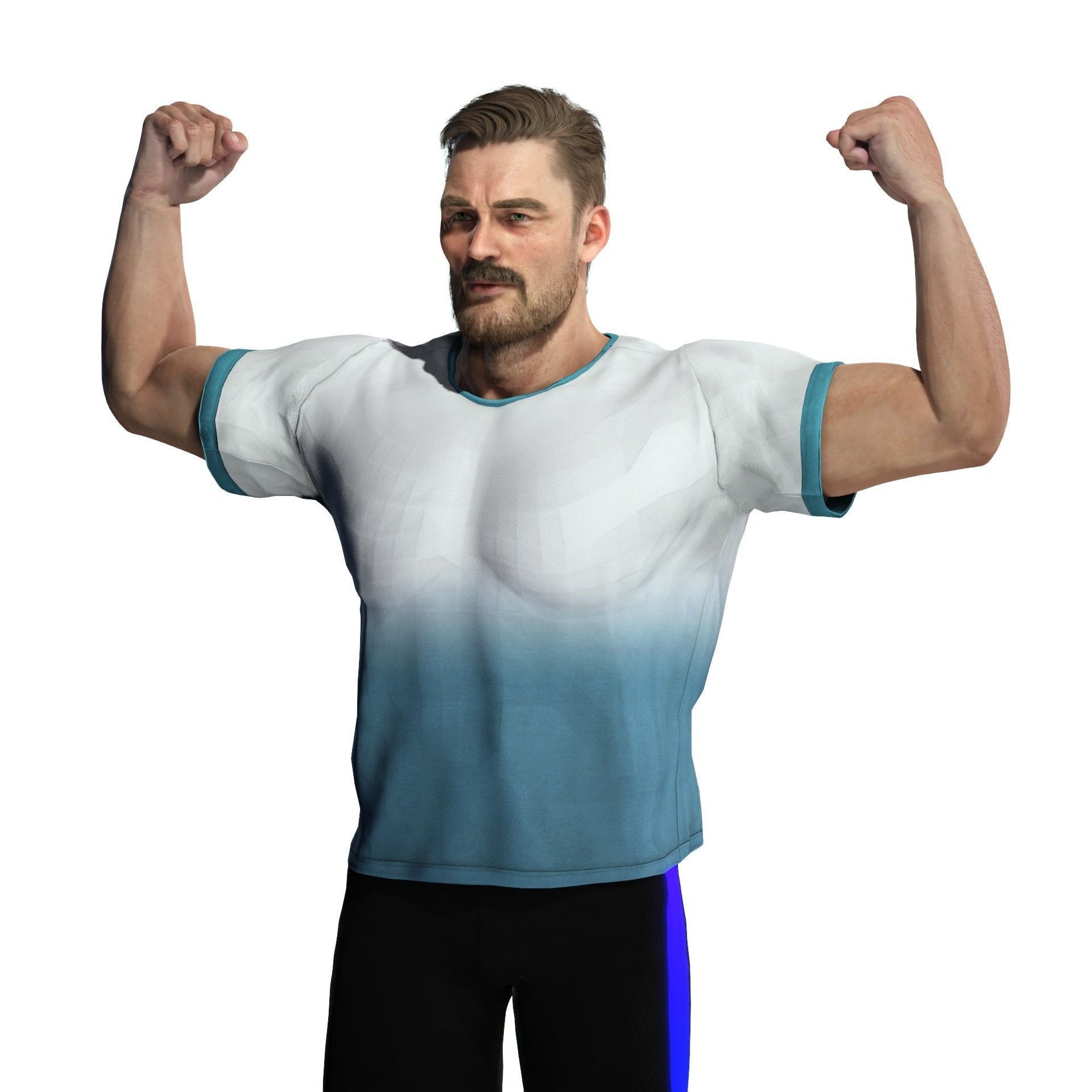 Gym Bro - Muscular man fitness crossfit Low-poly 3D model_1