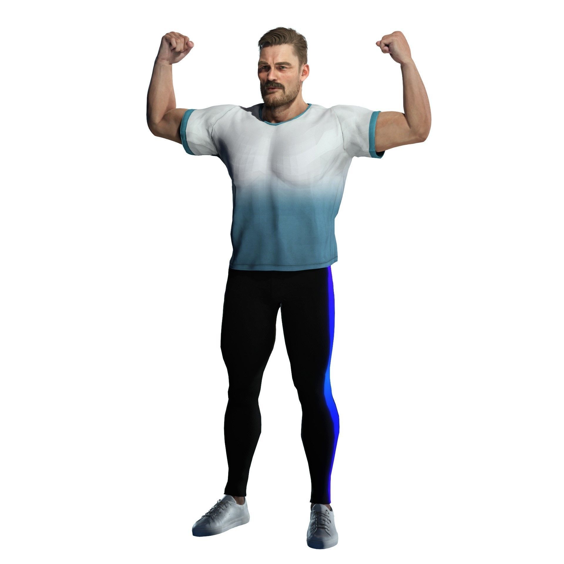 Gym Bro - Muscular man fitness crossfit Low-poly 3D model_3