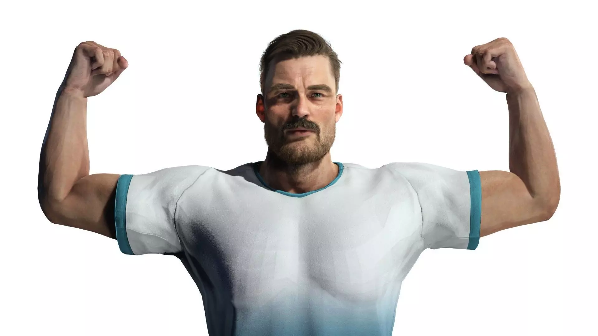 Gym Bro - Muscular man fitness crossfit Low-poly 3D model_0