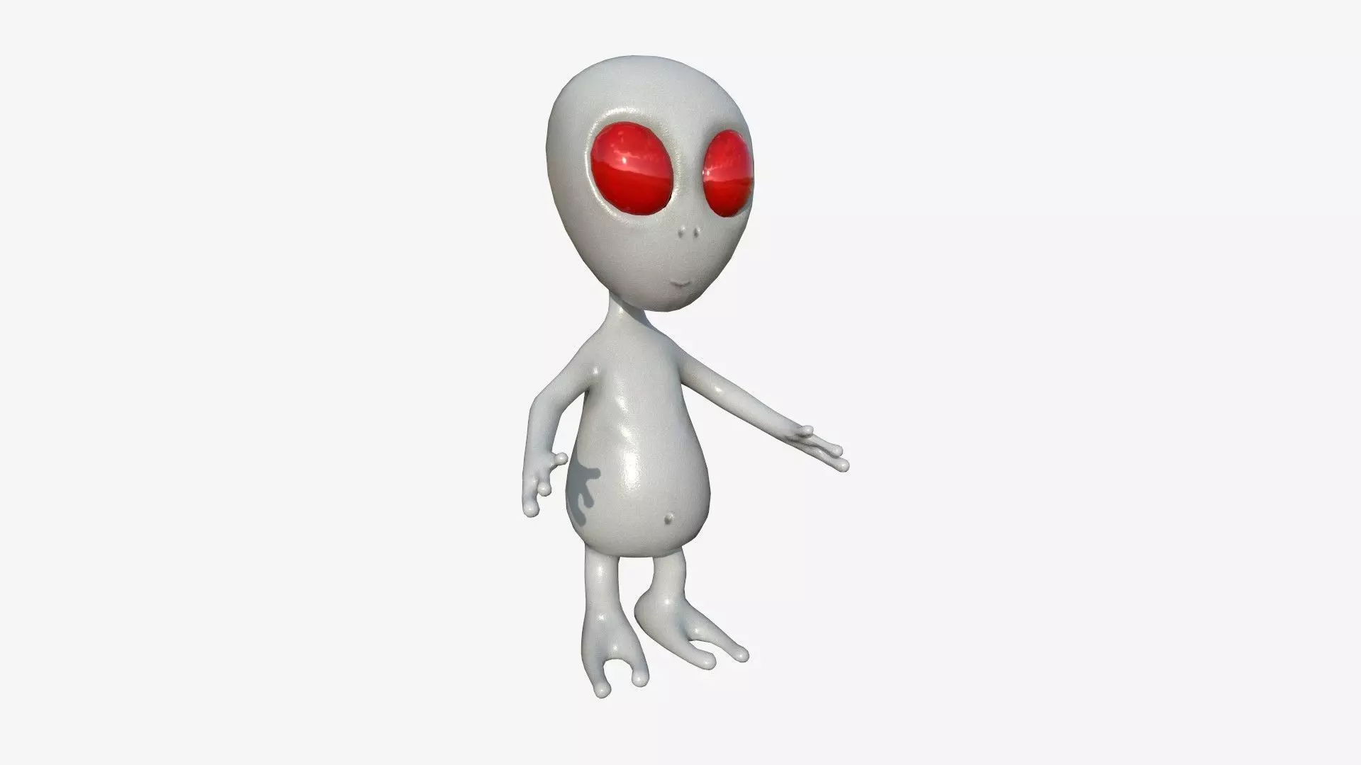 Cute Alien A12 Gray Red - Simple - Character Design Low-poly 3D model_0
