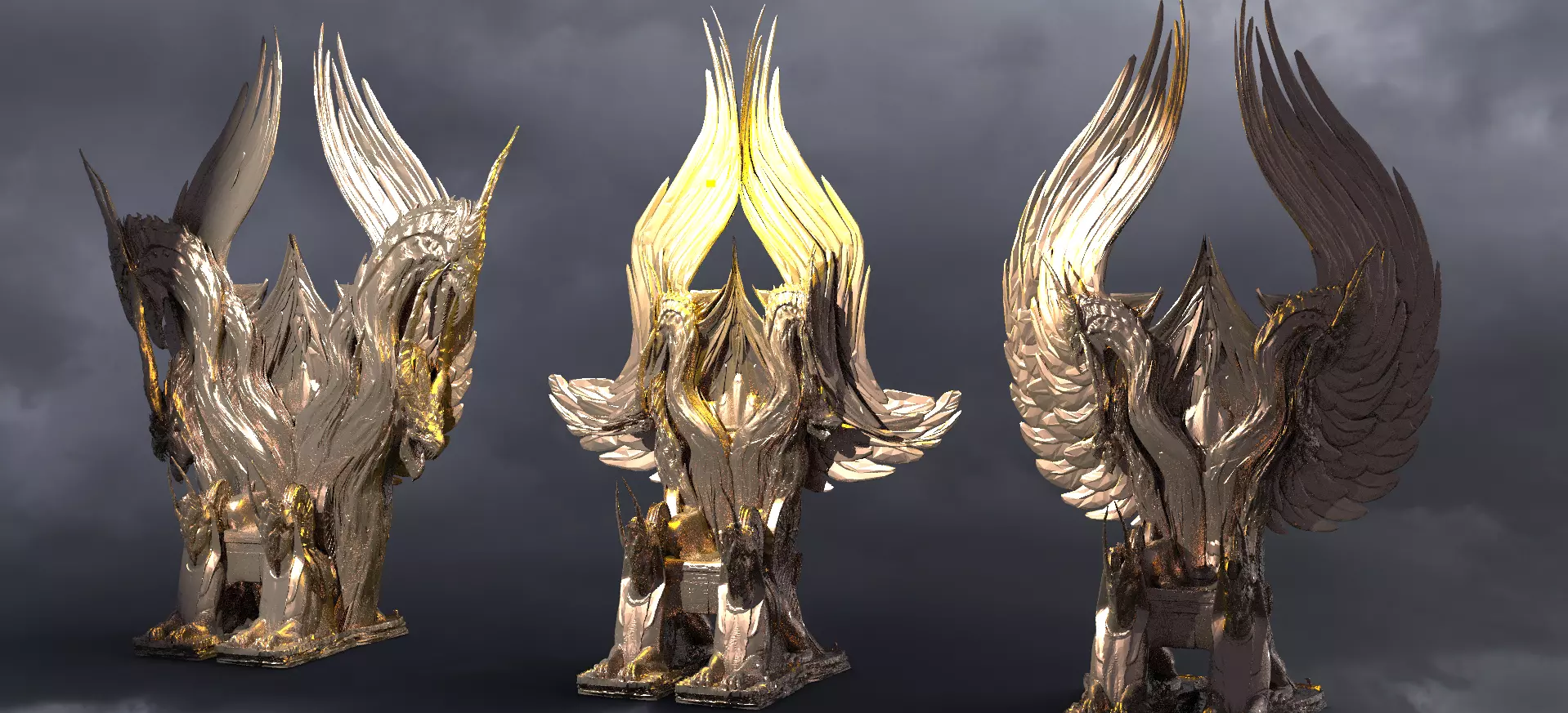Gold Serpent Throne 3 designs  3D model_0