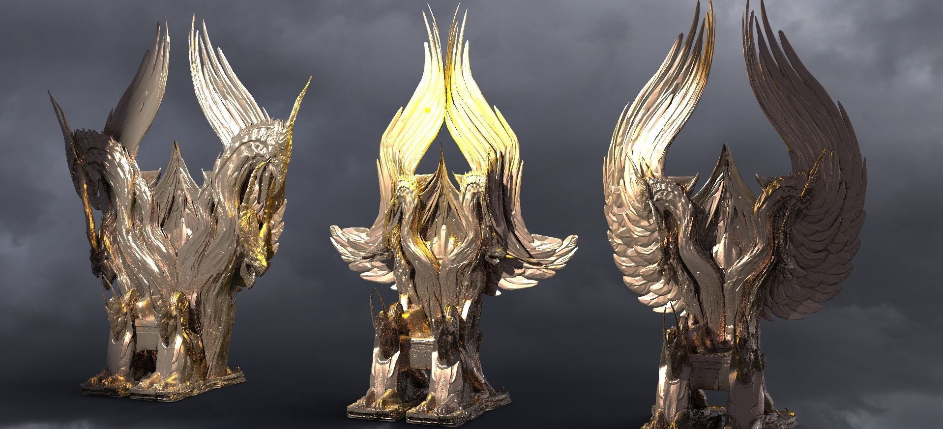 Gold Serpent Throne 3 designs  3D model_1